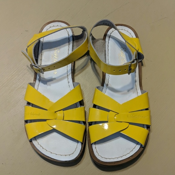 yellow saltwater sandals